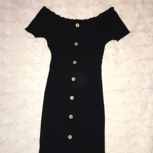 Black off the shoulder mini dress